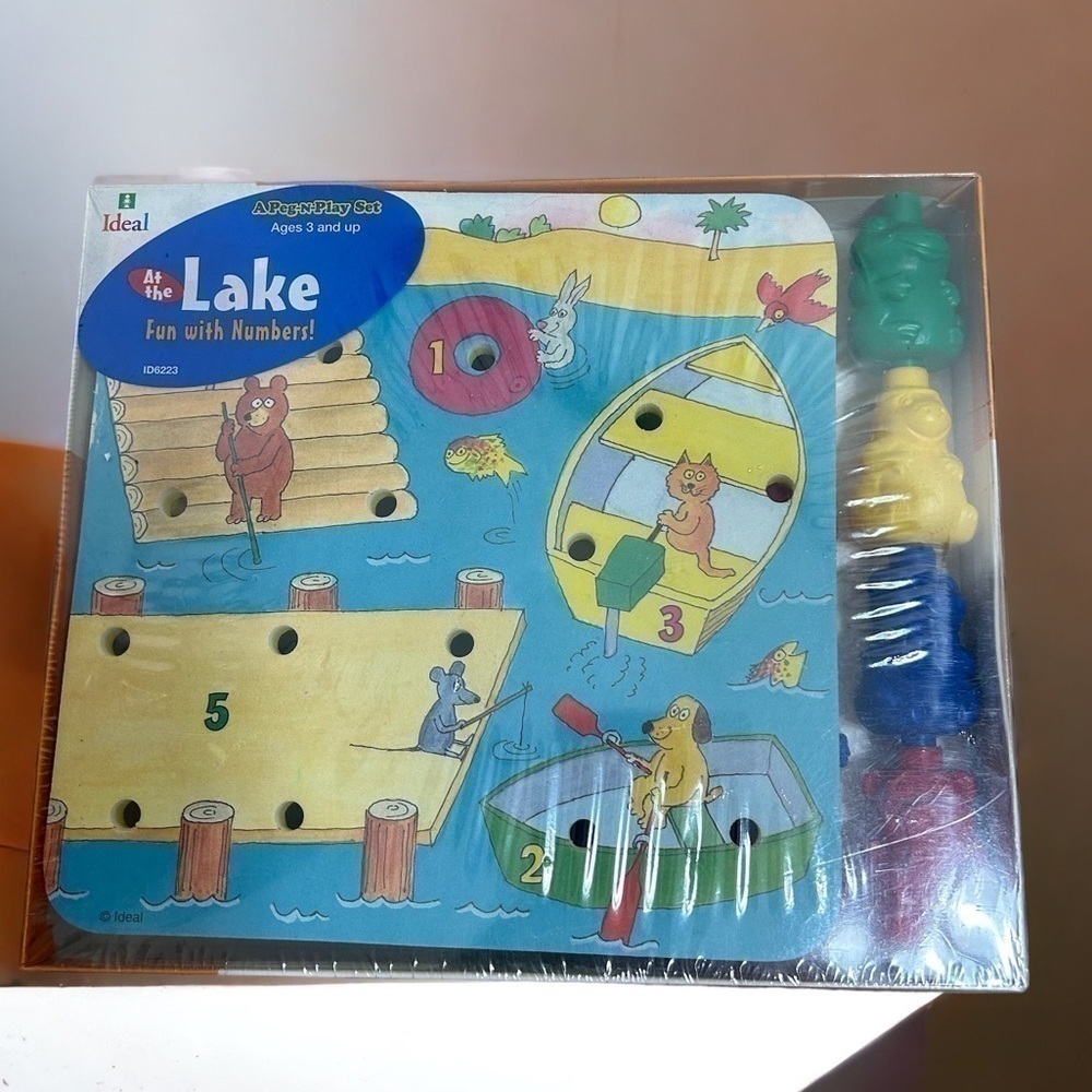 Vintage Peg n Play Set At the Lake With Numbers NEW Ideal Toys Educational Learn